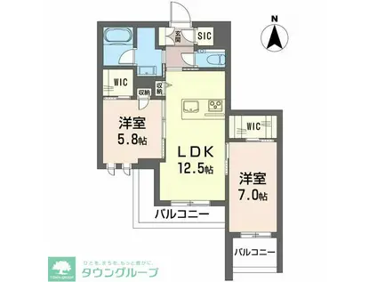 アーバンT(2LDK/2階)の間取り写真