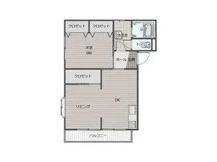 サンピュア・ハピネス B(1LDK/2階)の間取り写真