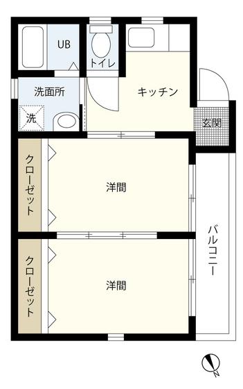 アイランドビルⅥ(2K/2階)の間取り写真