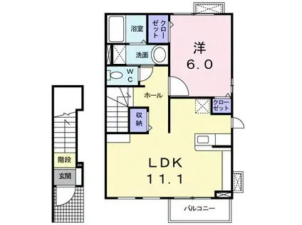 グレイス金沢 I(1LDK/2階)の間取り写真