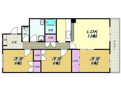 ファイブグレース(3LDK/4階)の間取り写真