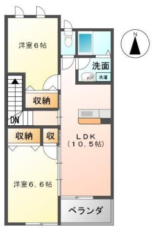 美和II(2LDK/2階)の間取り写真