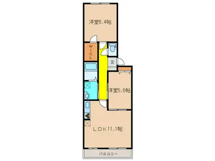 チェリーヒルズ北六甲(2LDK/3階)の間取り写真