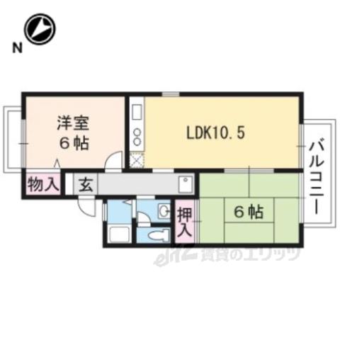 トゥインクルⅡB棟(2LDK/1階)の間取り写真