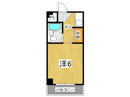 ビュウ矢倉(1K/1階)の間取り写真