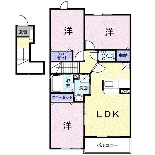 サニー フォレストA(3LDK/2階)の間取り写真