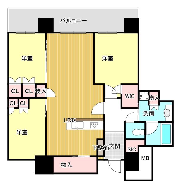 照葉ザ・タワー(3LDK/21階)の間取り写真