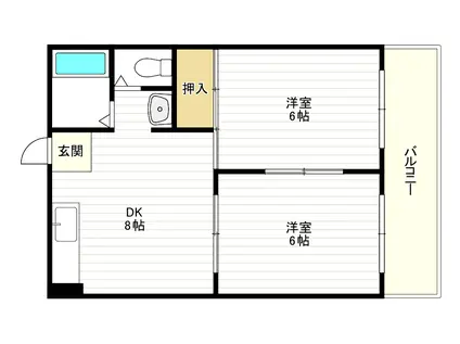 ハーベスト(2DK/1階)の間取り写真
