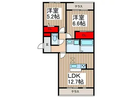川口市戸塚3丁目 PJ(2LDK/2階)の間取り写真