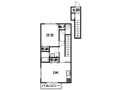 ディアーヒルズE棟(1DK/1階)の間取り写真