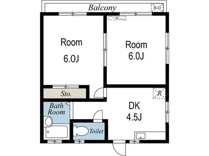 ハイネス ハザマ(2DK/2階)の間取り写真