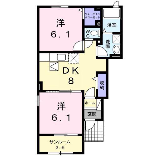 アルファードB(2DK/1階)の間取り写真