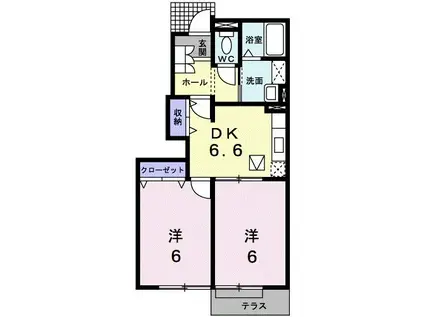 フォースロードB(2DK/1階)の間取り写真