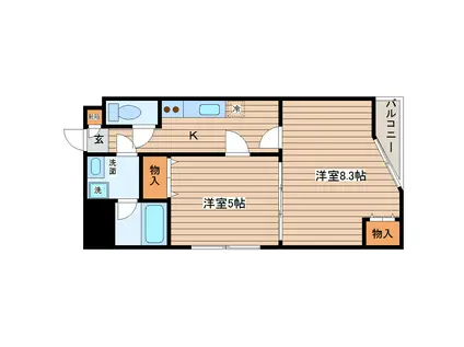 ボヌールエスト(2K/7階)の間取り写真