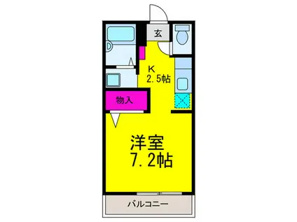 カネマスロイヤルコートC(1K/1階)の間取り写真