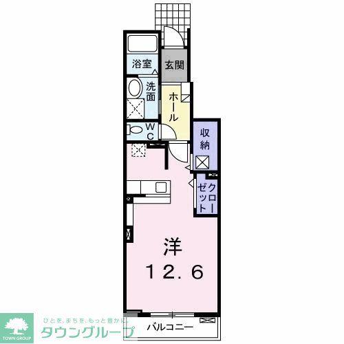 カーサ プラシードII(ワンルーム/1階)の間取り写真