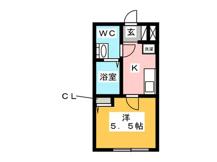 TRAD鶴ヶ島(1K/1階)の間取り写真