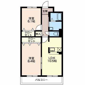 リブロンティ(2LDK/2階)の間取り写真