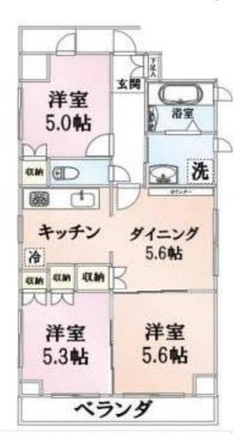 マルベリーテラス(3DK/1階)の間取り写真