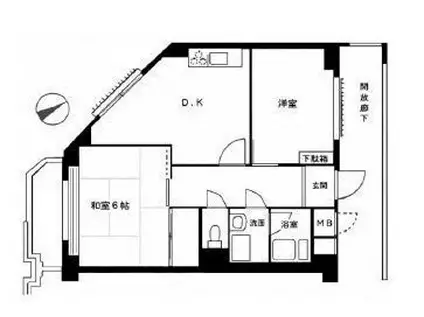 関東小滝橋第3マンション(2DK/10階)の間取り写真