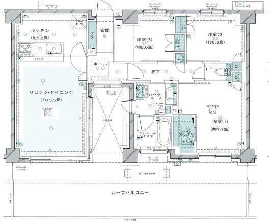 ヴェレーナ玉川学園前(3LDK/6階)の間取り写真