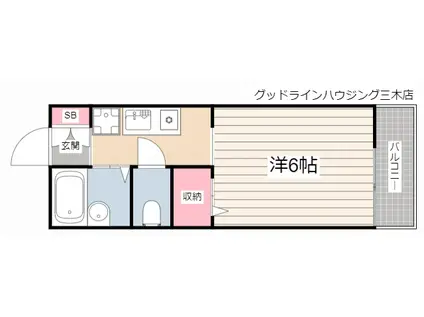 ホワイトハウス三木(1K/2階)の間取り写真