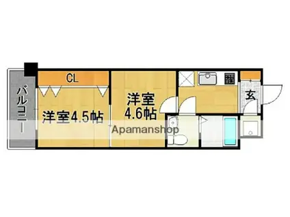 46 V-PROJECT2100天神(2K/3階)の間取り写真