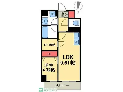 アイル プレミアム東京西新井(1SLDK/4階)の間取り写真