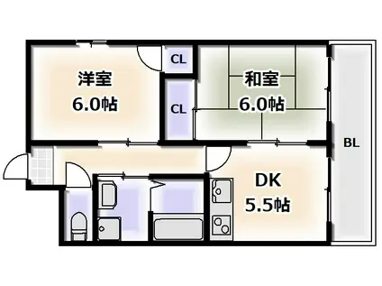 パセファニー(2DK/4階)の間取り写真