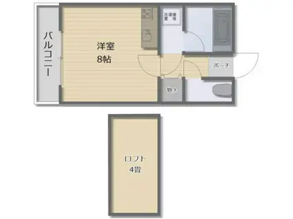 グランドハイツ東古松(ワンルーム/4階)の間取り写真
