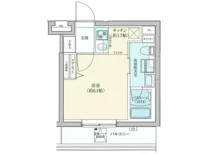 ロアール横浜十日市場(1K/4階)の間取り写真
