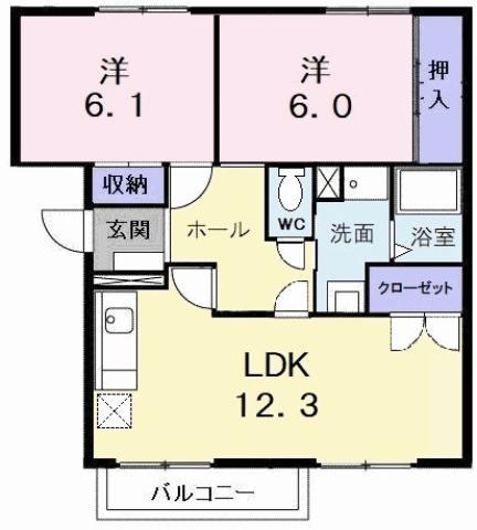 ユーメゾン内浜(2LDK/1階)の間取り写真