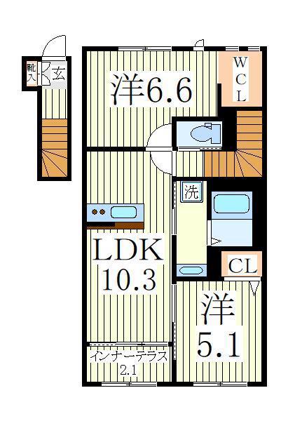 LE BOIS(2LDK/2階)の間取り写真