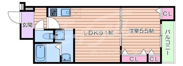フジパレス摂津香露園(1LDK/1階)の間取り写真