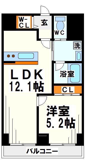 ぴぽっと仙川(1LDK/6階)の間取り写真