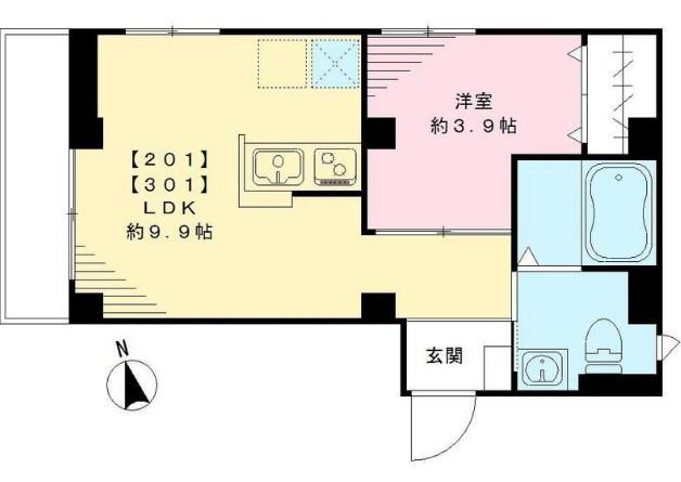 メゾンルボワ西(1LDK/3階)の間取り写真
