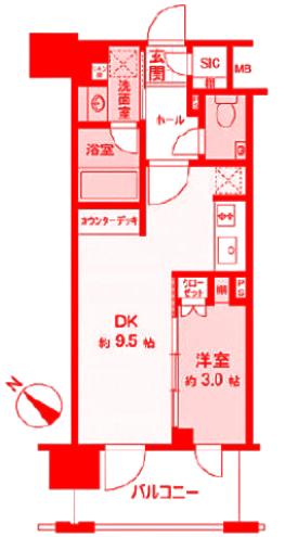 デュオステージ横濱桜木町(1LDK/5階)の間取り写真