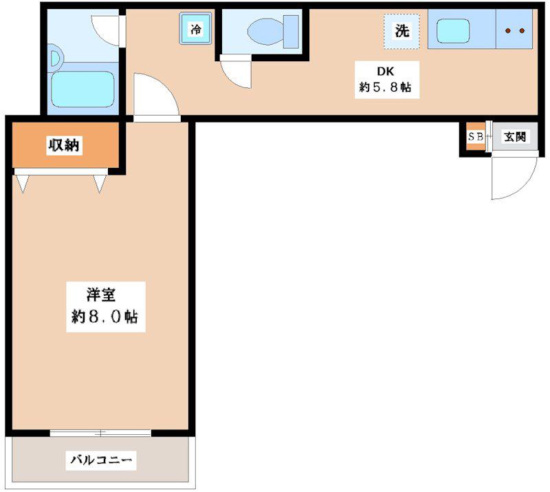 駒沢DSビル(1DK/3階)の間取り写真
