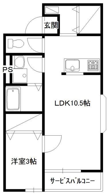 コーポフジ(1LDK/2階)の間取り写真