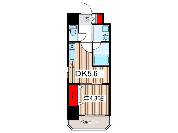 RESIDENCE OMIYA HIKAWASANDO(1DK/4階)の間取り写真