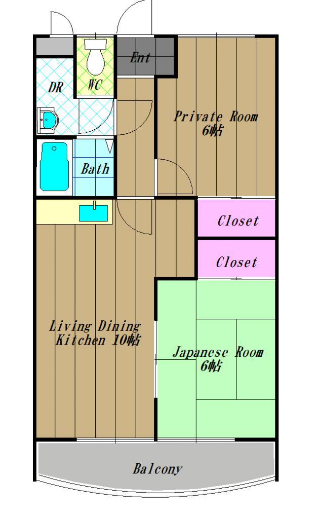 シェラ金剛(2LDK/3階)の間取り写真