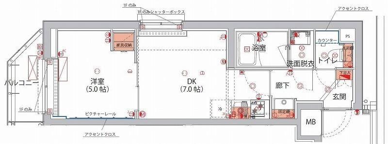 ハーモニーレジデンス神楽坂ヒルズTHIRD(1DK/4階)の間取り写真