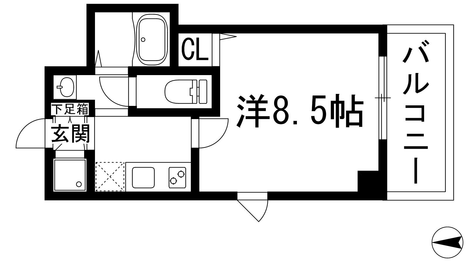 ビガーポリス133宝塚(1K/12階)の間取り写真
