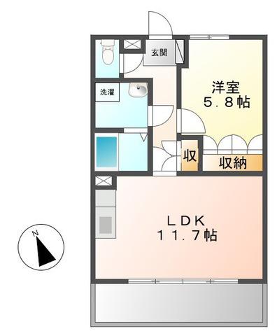 グロリオーサ(1LDK/1階)の間取り写真