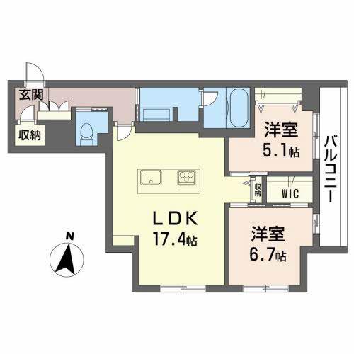 レジデンシア花楓(2LDK/2階)の間取り写真