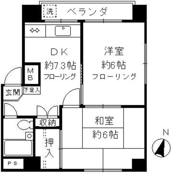 トップヒルズ(2DK/3階)の間取り写真