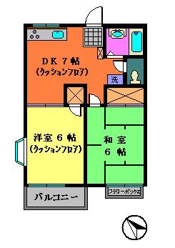 グランデュール坂本(2DK/2階)の間取り写真