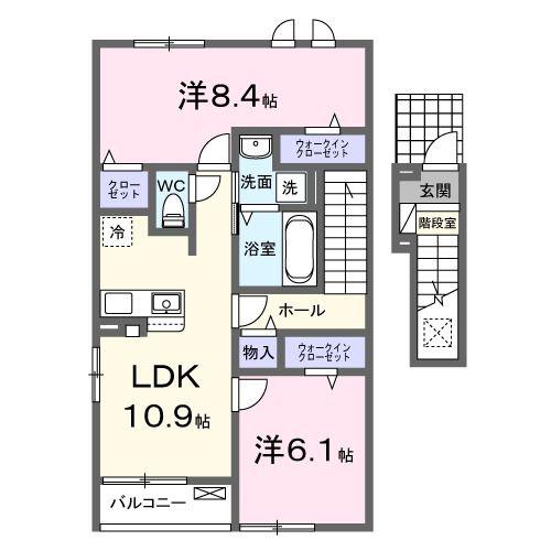 メゾンプレステージGTO玉名IV(2LDK/2階)の間取り写真