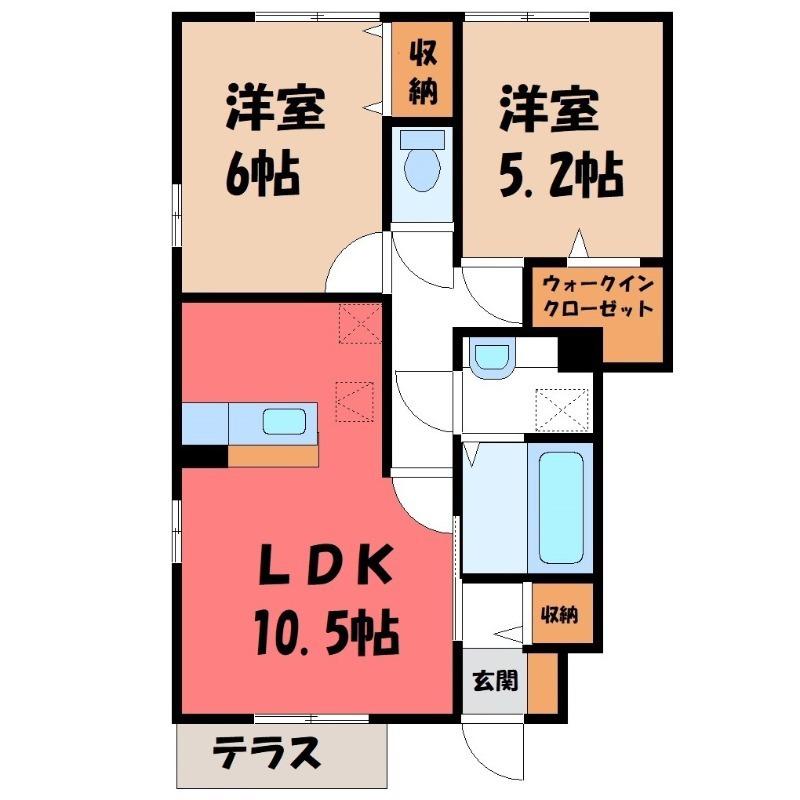 キャッツアイ A(2LDK/1階)の間取り写真