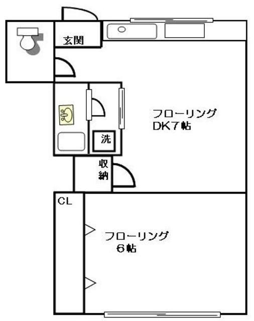 城南A・P(1DK/1階)の間取り写真